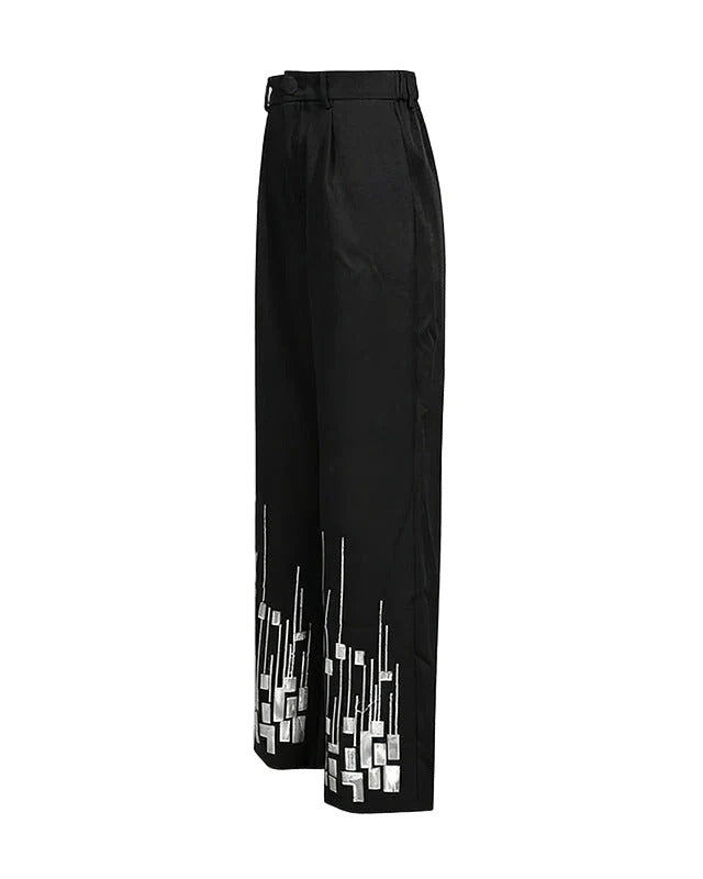High-Waist Sequin Wide-Leg Pants
