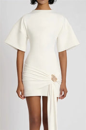 Luxe Draped Mini Dress with Kimono Sleeves
