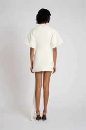 Luxe Draped Mini Dress with Kimono Sleeves