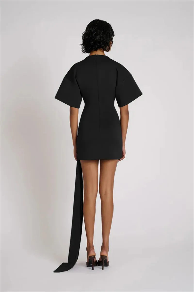 Luxe Draped Mini Dress with Kimono Sleeves