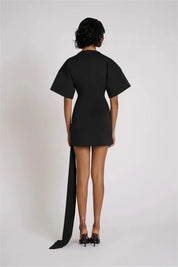 Luxe Draped Mini Dress with Kimono Sleeves