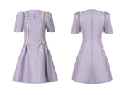 Lavender Shimmer Pearl A-Line Mini Dress