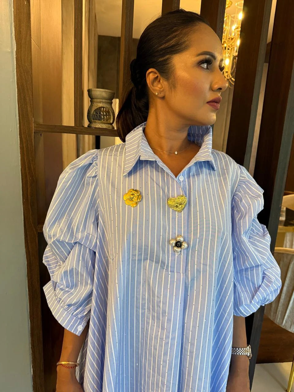 Ocean Mist Striped blue Tunic Dress