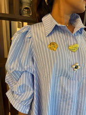 Ocean Mist Striped blue Tunic Dress