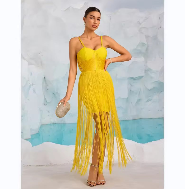 Strap Backless Sleeveless Bandage Midi Dress