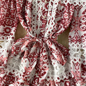 Burgundy Lace Tapestry Midi Dress