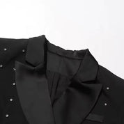 Crystal-Embellished Black Blazer Mini Dress