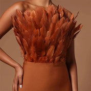 Liana Tube Dress with Feather Detailing