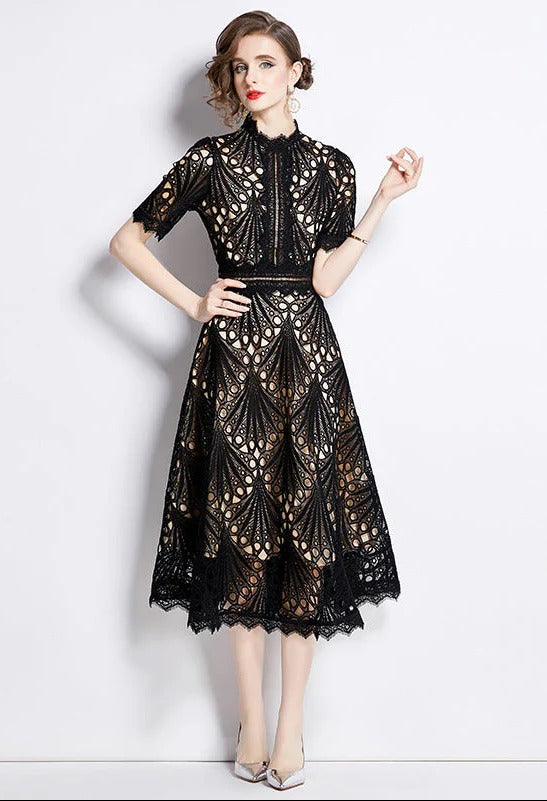 Sky Garden Lace Midi Dress