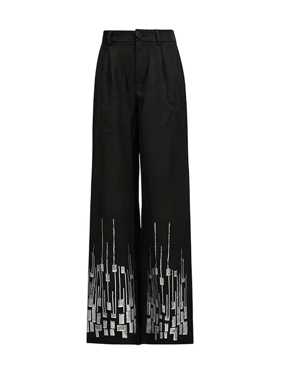 High-Waist Sequin Wide-Leg Pants