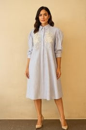 Ocean Mist Striped white Tunic Dress