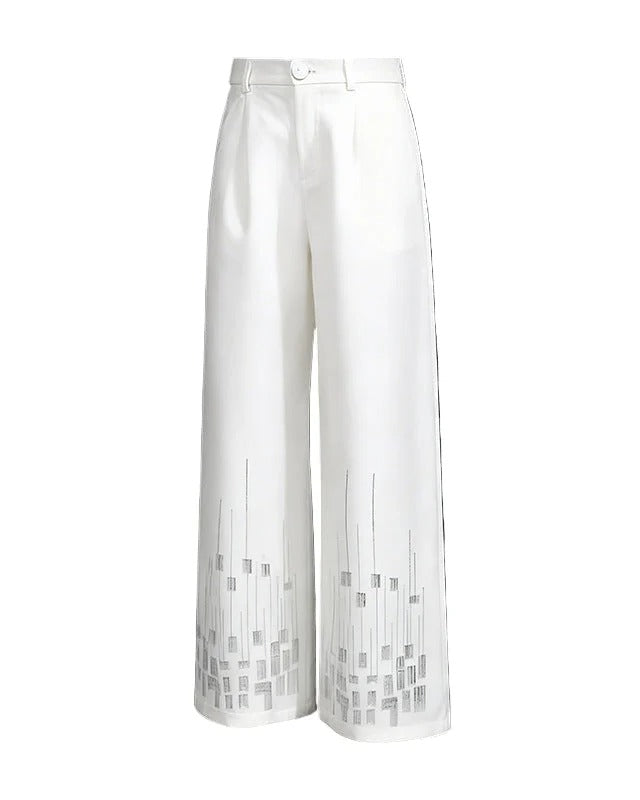 High-Waist Sequin Wide-Leg Pants
