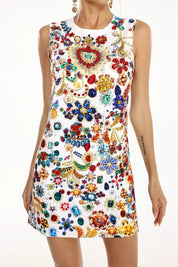 Luxury Baroque Jewel Print Mini Dress