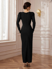 Black High-Slit Evening Gown