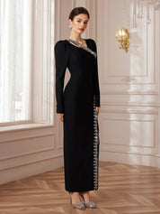 Black High-Slit Evening Gown