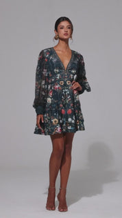 Enchanted Garden Puff Sleeve Dress