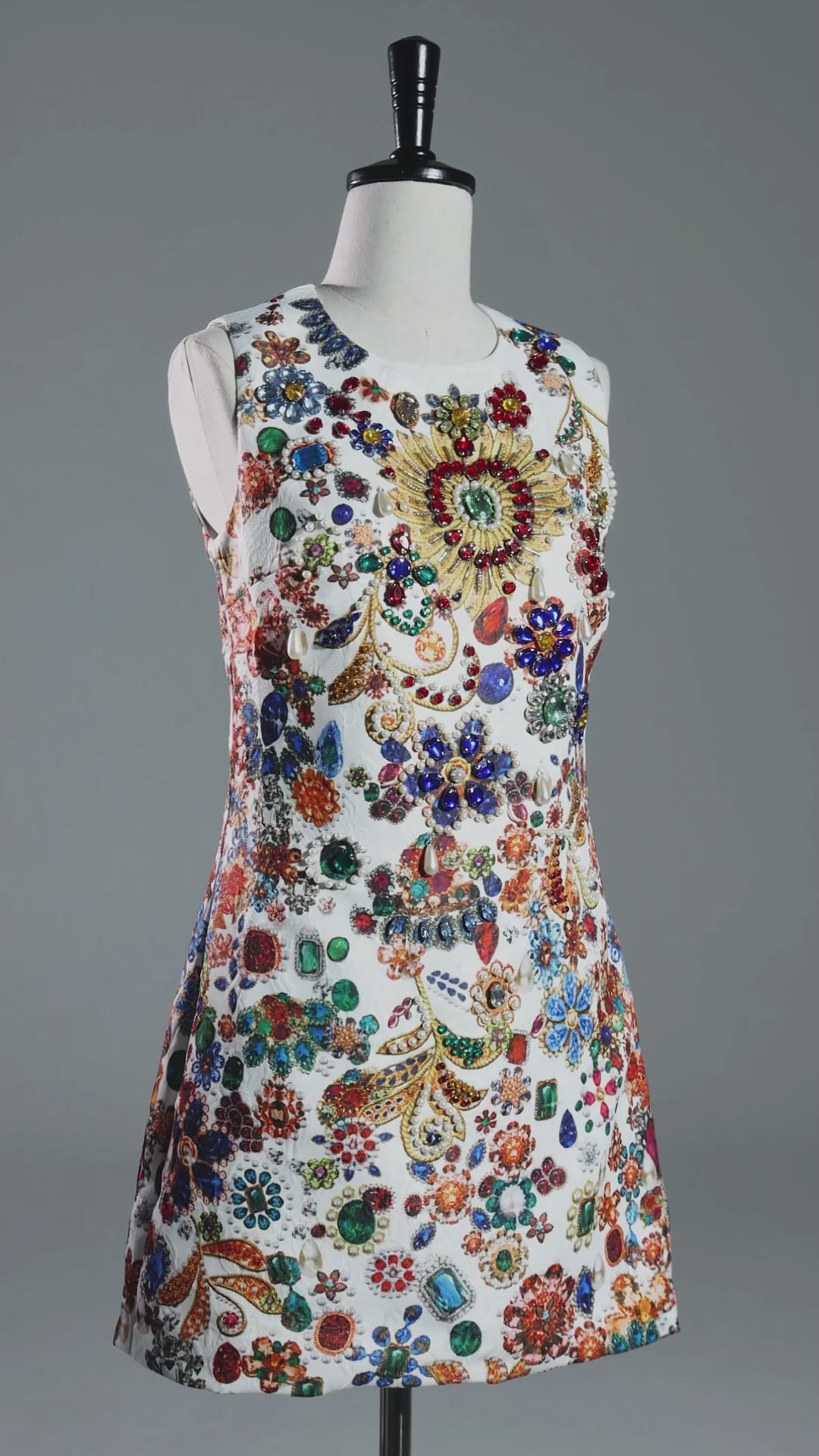 Luxury Baroque Jewel Print Mini Dress