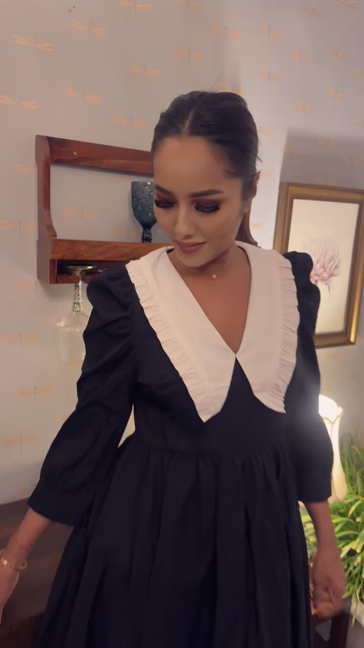 Classic Collar Puff Sleeve Dress