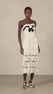 White Strapless Midi Dress