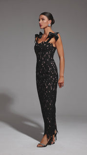 LACE GOWN WITH BOW STRAPS