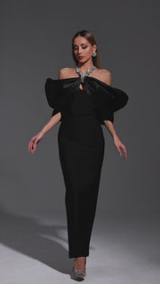 Scarlet Aurora Crystal-Halter Couture Gown