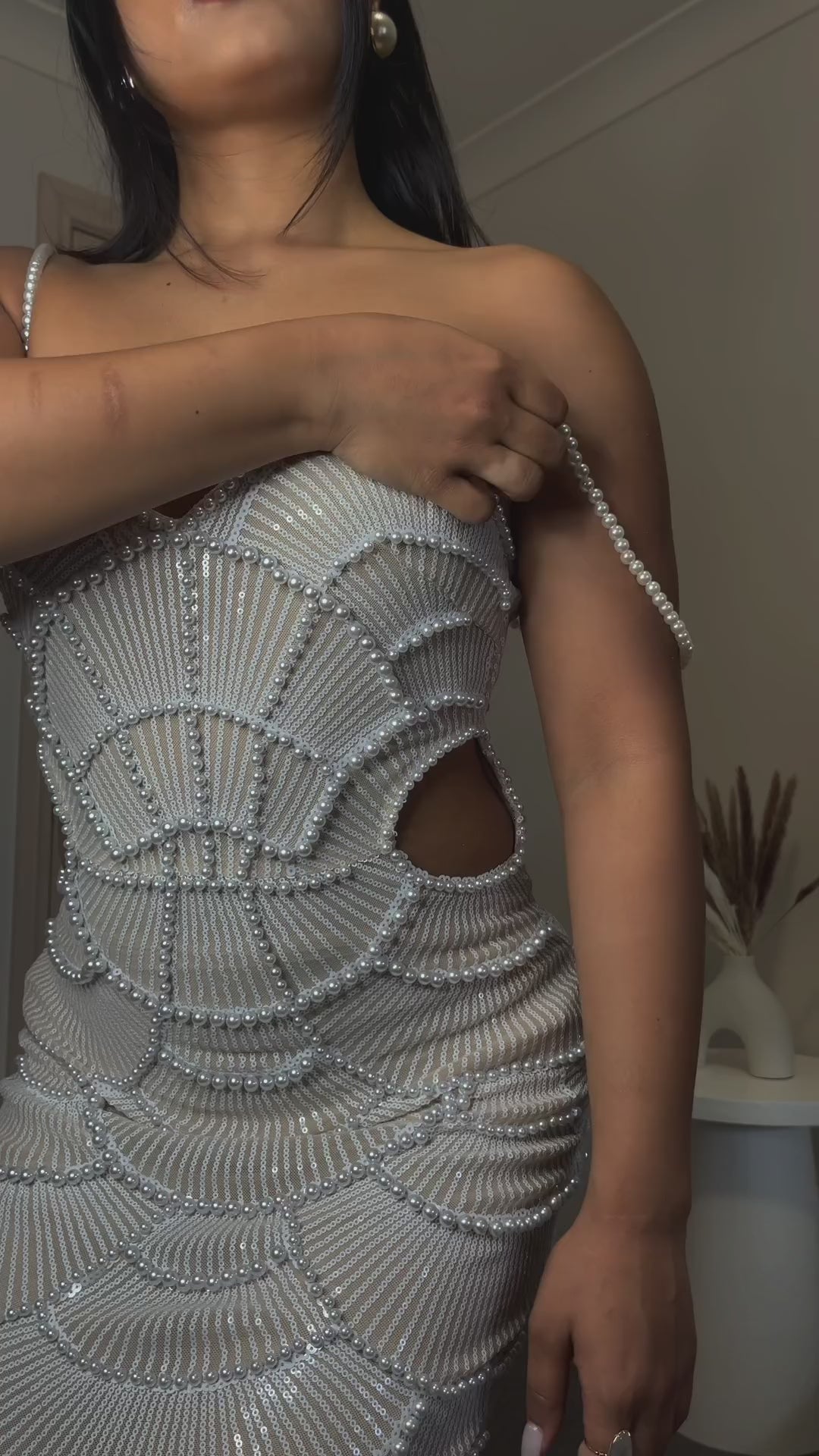 Mirabelle Pearl Sequin Label Dress