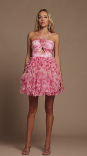 Pink Floral Mini Dress