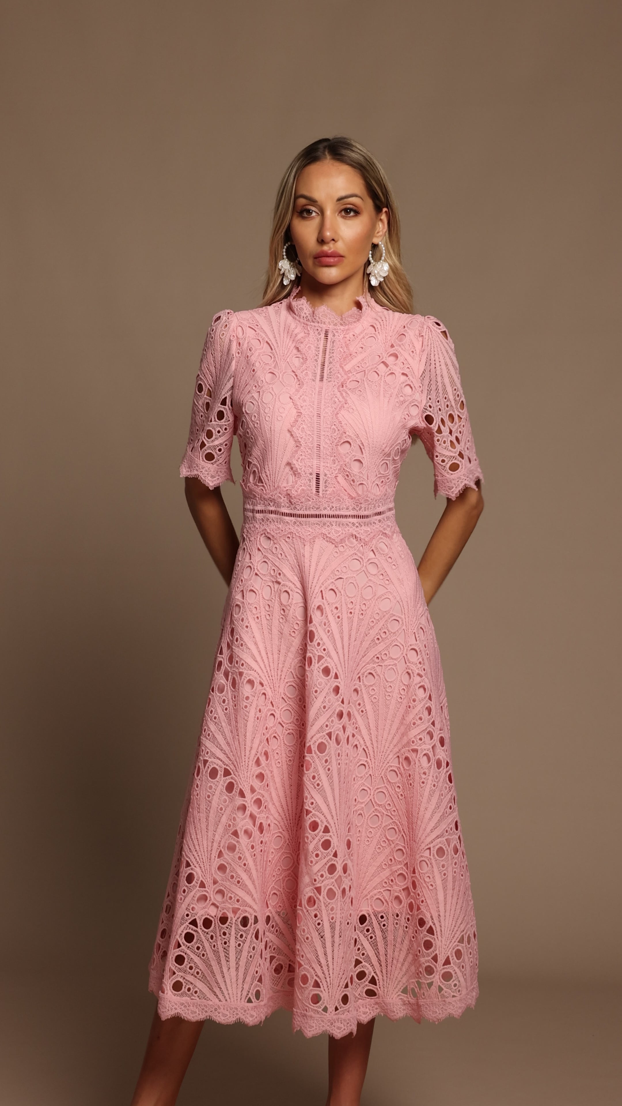 Rosewood Lace A-Line Dress