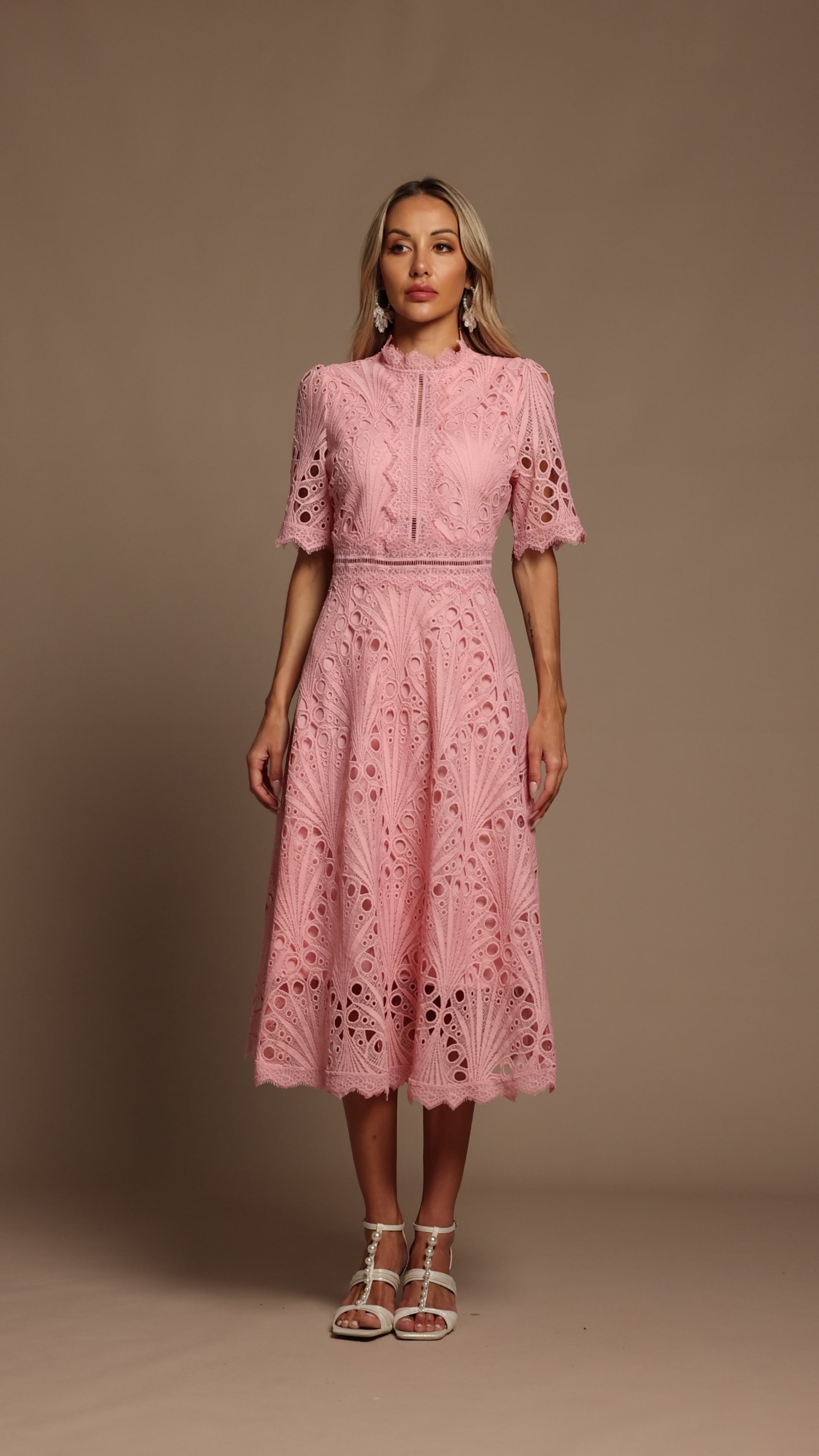 Rosewood Lace A-Line Dress