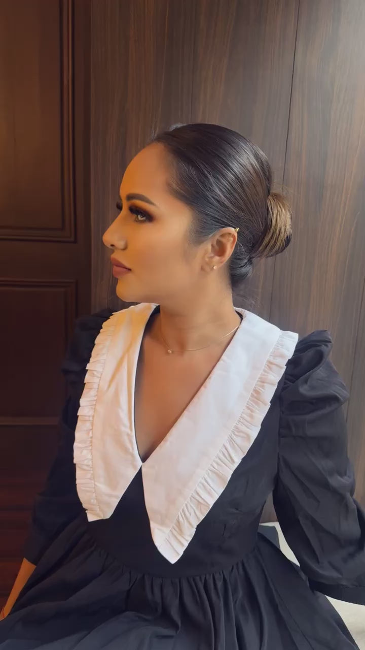 Classic Collar Puff Sleeve Dress