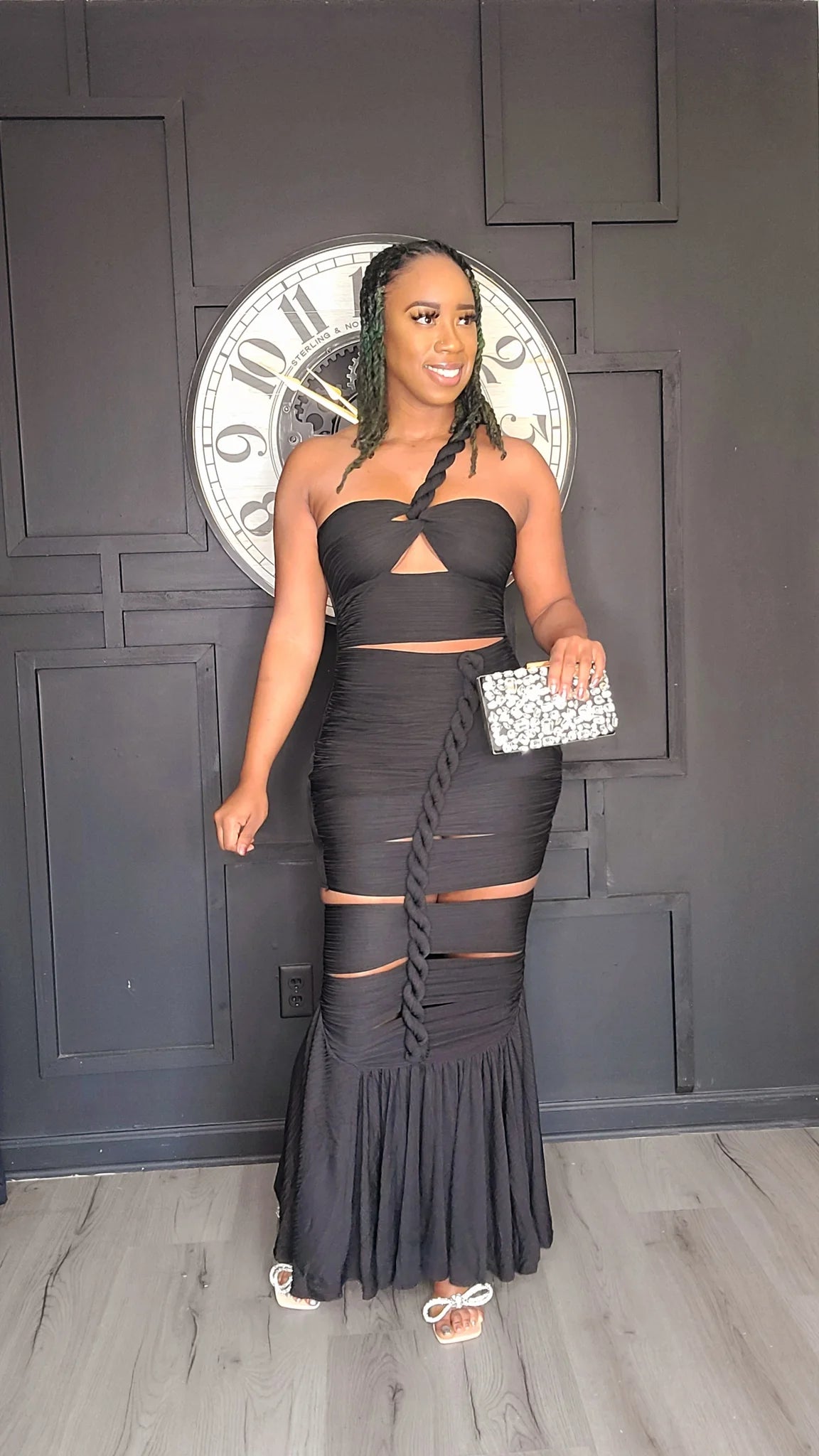 Shadow Siren Ruched Cutout Gown