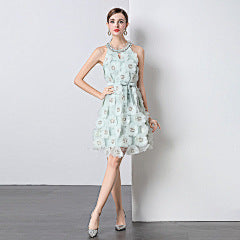 Aqua Petal Tulle Mini Dress